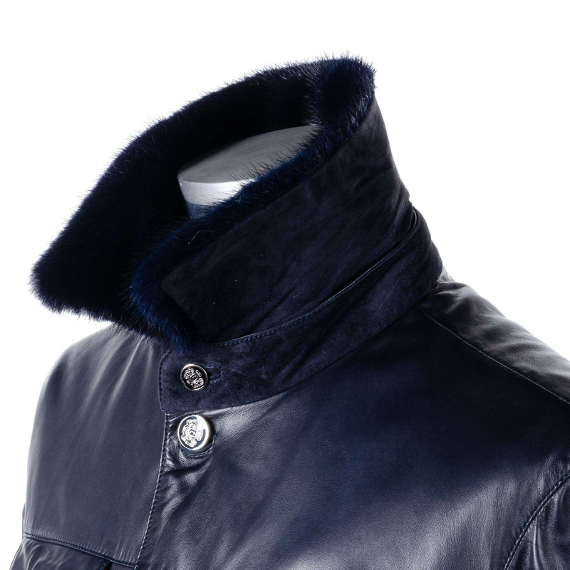 a.Testoni - Buttersoft Lambskin Coat and Removable Mink Collar - Jacket | Outlet & Sale