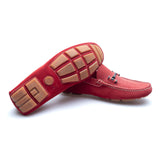 a.Testoni - Suede Sport Moccasins with Metal Logo - Red - Shoes | Outlet & Sale