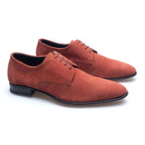 a.Testoni - Unlined Suede Derby - Red Wood - Shoes | Outlet & Sale