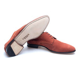 a.Testoni - Unlined Suede Derby - Red Wood - Shoes | Outlet & Sale