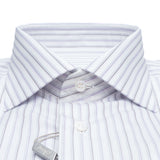 Brioni - Cotton Formal Dress Shirt Purple/Black Stripes on White William Collar - Dress Shirt | Outlet & Sale