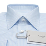 Brioni - Cotton GIZA 87 Formal Dress Shirt Blue White Striped Clark Collar - Dress Shirt | Outlet & Sale