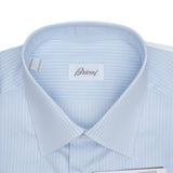 Brioni - Cotton GIZA 87 Formal Dress Shirt Blue White Striped Clark Collar - Dress Shirt | Outlet & Sale