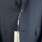 Canali - Black Long Wool Suit - Brown & Blue Stripes - Suit | Outlet & Sale