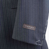 Canali - Black Long Wool Suit - Brown & Blue Stripes - Suit | Outlet & Sale