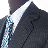 Canali - Black Long Wool Suit - Brown & Blue Stripes - Suit | Outlet & Sale