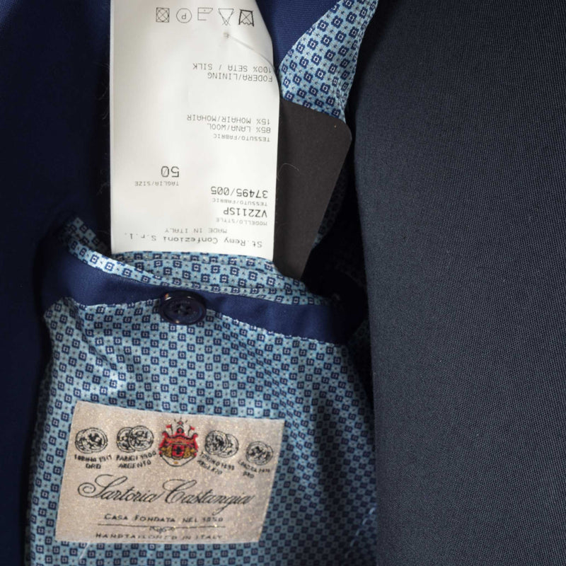 Castangia - Wool & Mohair Sport Coat in Blue with White Pick Stitching - Sport Coat | Outlet & Sale