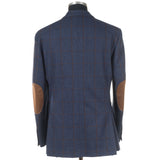 Castangia - Wool Sport Coat with Brown Plaid and Leather patches - Sport Coat | Outlet & Sale