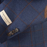 Castangia - Wool Sport Coat with Brown Plaid and Leather patches - Sport Coat | Outlet & Sale