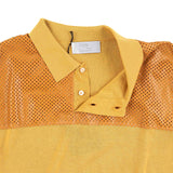 Hettabretz - Cashmere & Silk Sweater Perforrated Kanagroo Leather Buttons Yellow - Sweater | Outlet & Sale