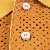 Hettabretz - Cashmere & Silk Sweater Perforrated Kanagroo Leather Buttons Yellow - Sweater | Outlet & Sale