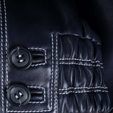 Hettabretz - Lambleather Blousing in White Contrast Stitching - Jacket | Outlet & Sale