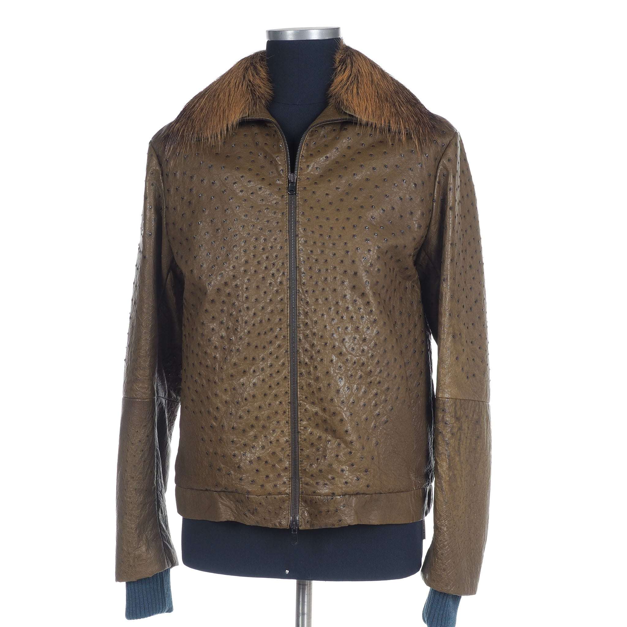 Men's ostrich sales leather jacket