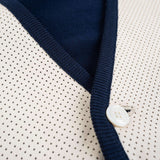 Hettabretz - Silk Cardigan Blue with Perforated Lambskin - Sweater | Outlet & Sale
