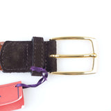 ISAIA - Classic Woven Leather Belt Gold Buckle - Belt | Outlet & Sale