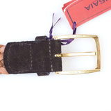 ISAIA - Classic Woven Leather Belt Gold Buckle - Belt | Outlet & Sale