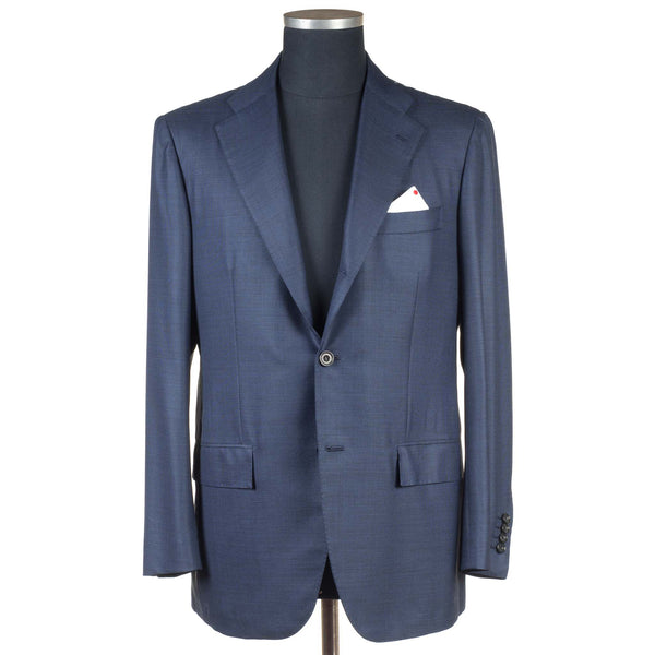 Kiton - 100% 160's Wool Dark Blue Birdseye Suit - Suit | Outlet & Sale