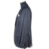 Kiton - Wool, Cashmere & Linen Dark Blue Checked Suit - Suit | Outlet & Sale