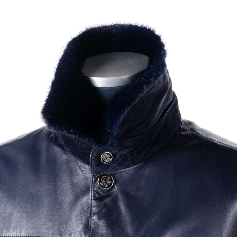 a.Testoni - Buttersoft Lambskin Coat and Removable Mink Collar - Jacket | Outlet & Sale