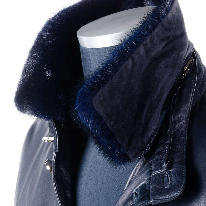 a.Testoni - Buttersoft Lambskin Coat and Removable Mink Collar - Jacket | Outlet & Sale