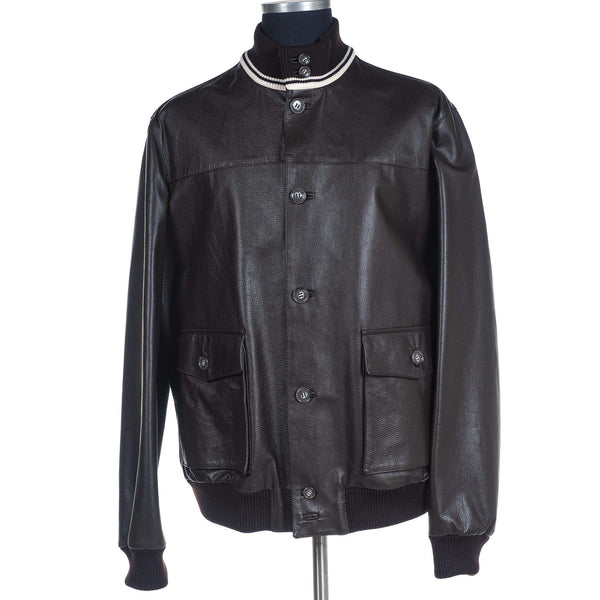 a.Testoni - Classic Brown Lambskin Blouson - Jacket | Outlet & Sale