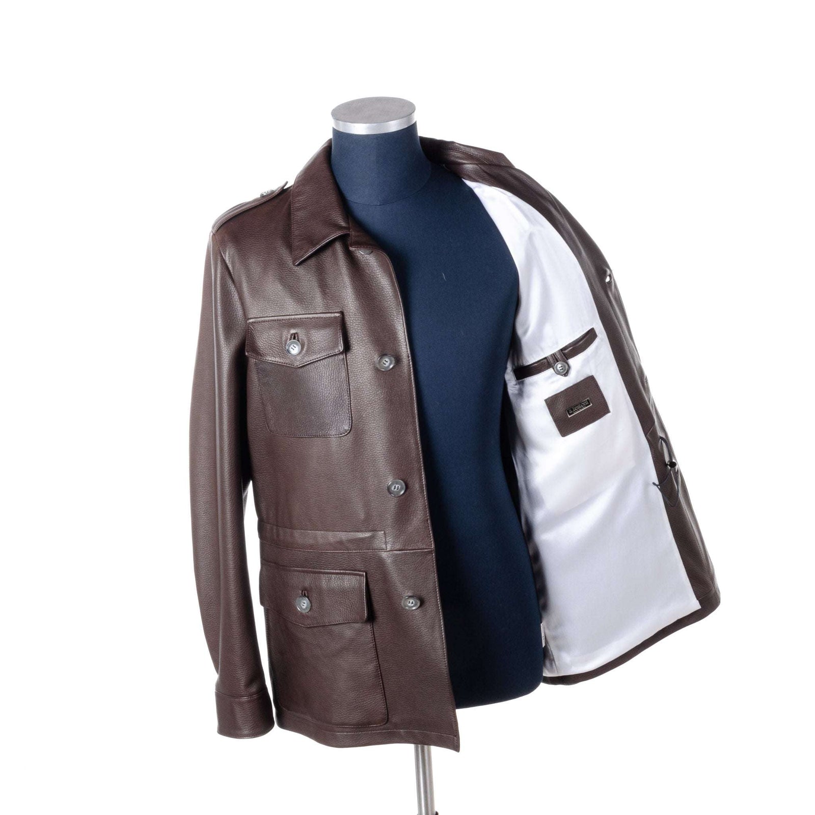 a.testoni Lambskin Leather Combi Jacket - Men\u0027s Classic Dark 