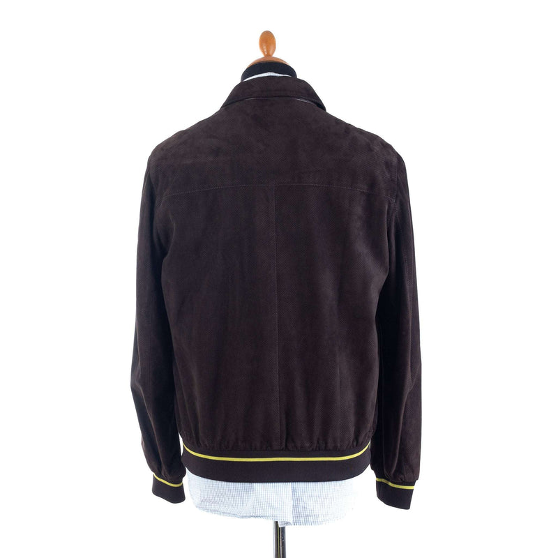 a.Testoni - Perforated Labksin Blousin with Knit Trim - Jacket | Outlet & Sale