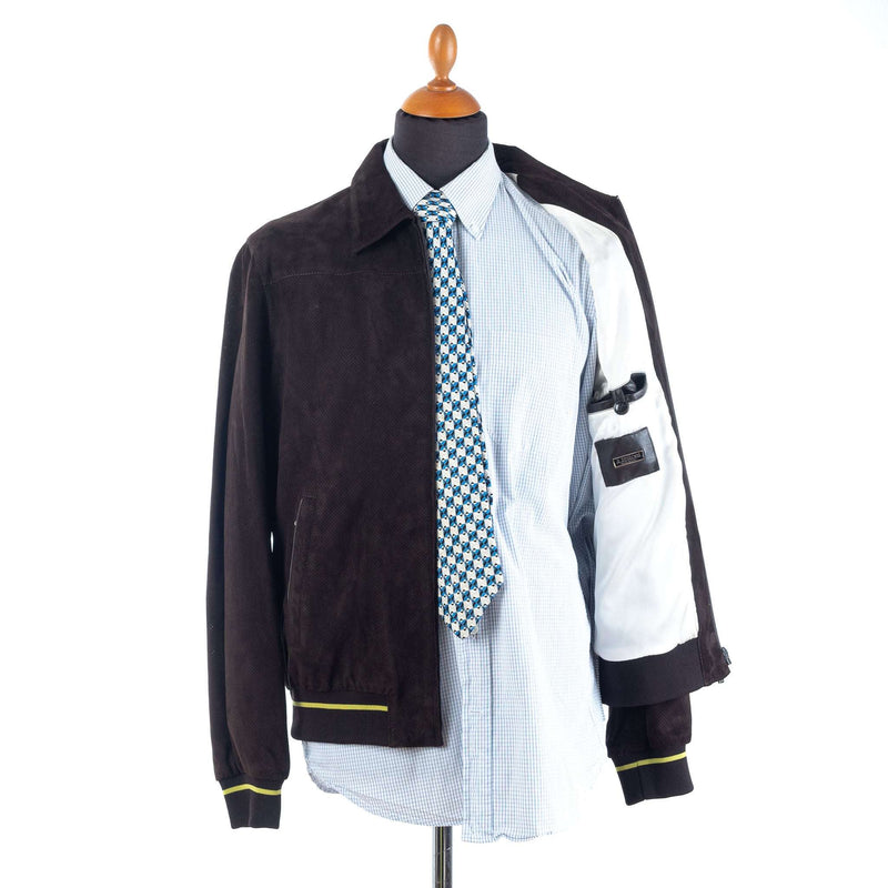 a.Testoni - Perforated Labksin Blousin with Knit Trim - Jacket | Outlet & Sale