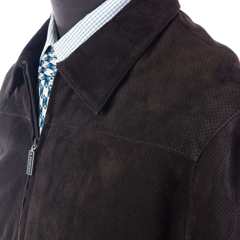 a.Testoni - Perforated Labksin Blousin with Knit Trim - Jacket | Outlet & Sale