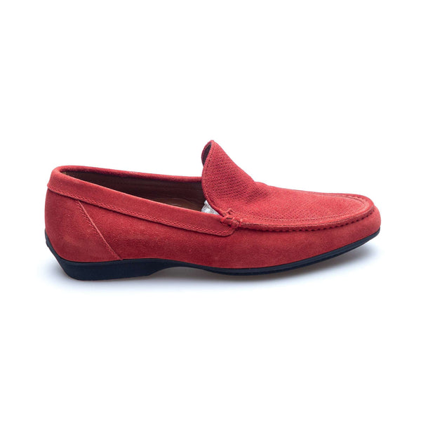 a.Testoni - Perforated Suede Casual Moccasin - Carnation - Shoes | Outlet & Sale