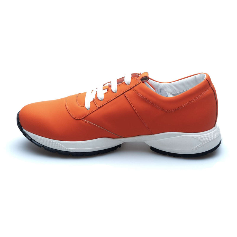 a.Testoni - Rubberized Leather Atheltic Sneaker - Pumpkin - Shoes | Outlet & Sale