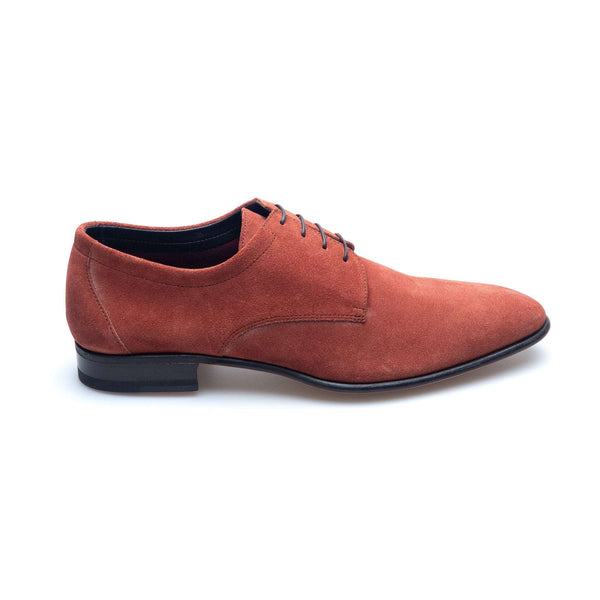 a.Testoni - Unlined Suede Derby - Red Wood - Shoes | Outlet & Sale