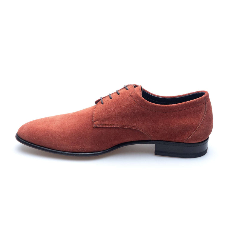 a.Testoni - Unlined Suede Derby - Red Wood - Shoes | Outlet & Sale