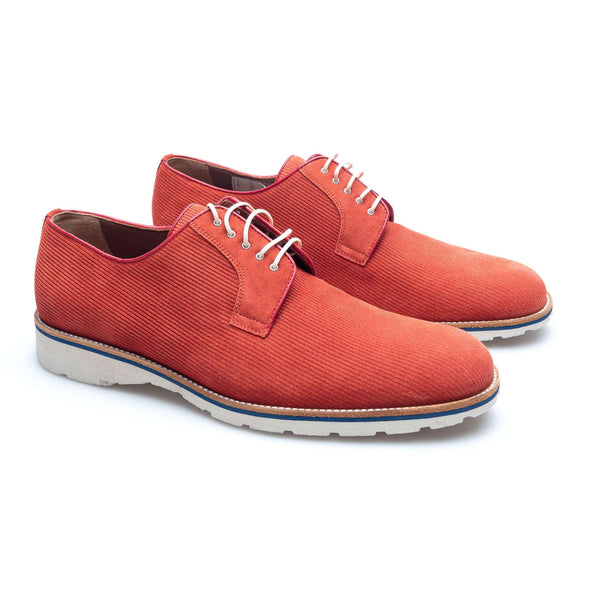 a.Testoni - Velvet Casual Suede Derby - Tangerine - Shoes | Outlet & Sale