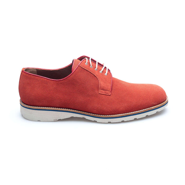 a.Testoni - Velvet Casual Suede Derby - Tangerine - Shoes | Outlet & Sale