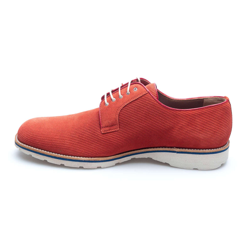 a.Testoni - Velvet Casual Suede Derby - Tangerine - Shoes | Outlet & Sale