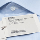 Brioni - Cotton Formal Dress Shirt Micro B Logo Blue Check William Collar - Dress Shirt | Outlet & Sale