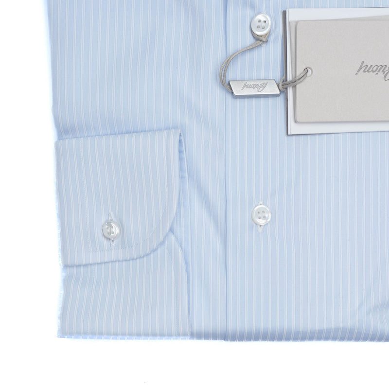 Brioni - Cotton GIZA 87 Formal Dress Shirt Blue White Striped Clark Collar - Dress Shirt | Outlet & Sale