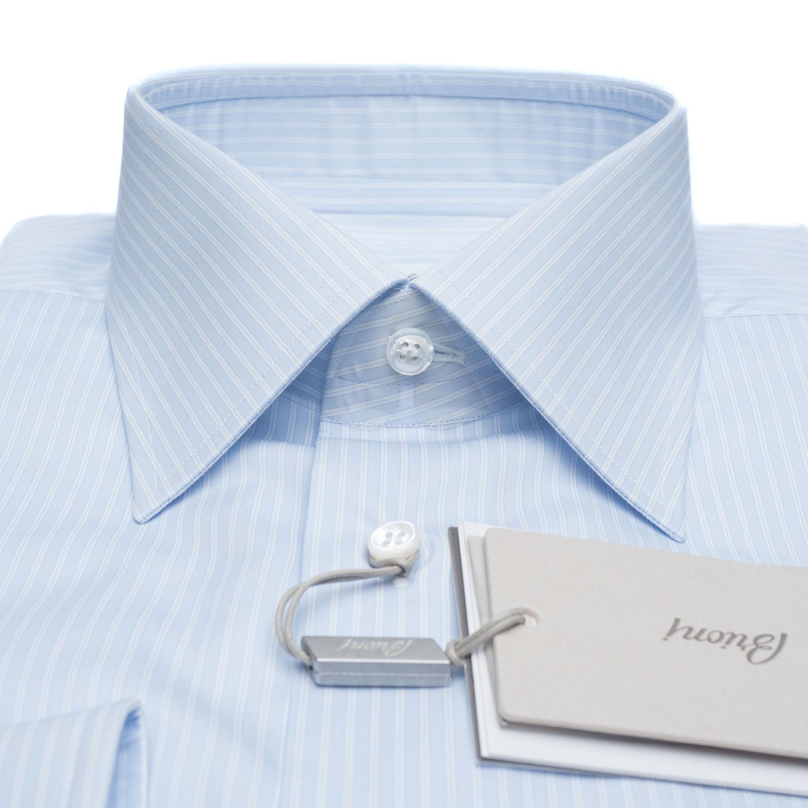 □新品10万!【GIZA87コットン】Brioni ブリオーニ／薄青チェックドレス 