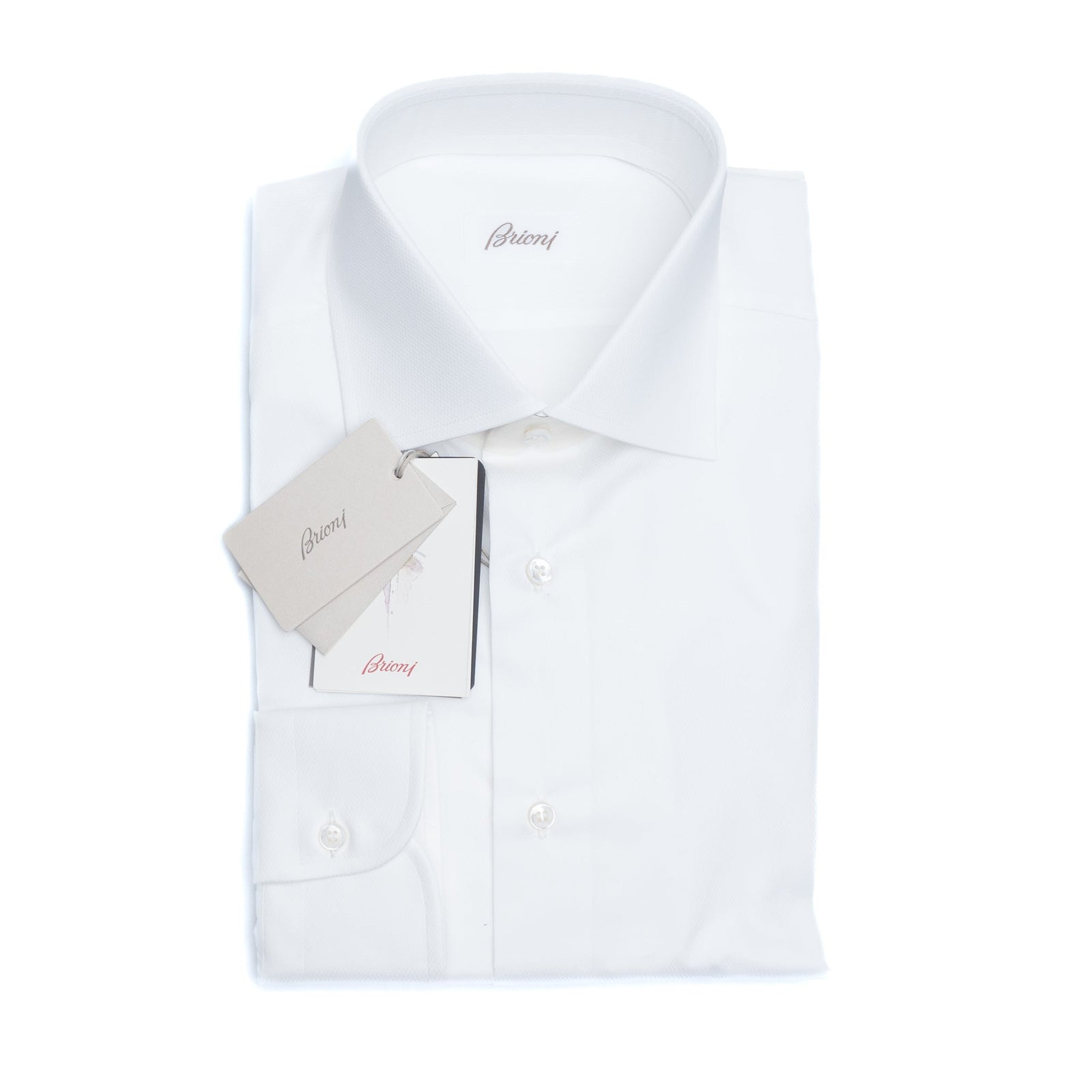 brioni white dress shirt White gassed cotton hidden button-down shirt