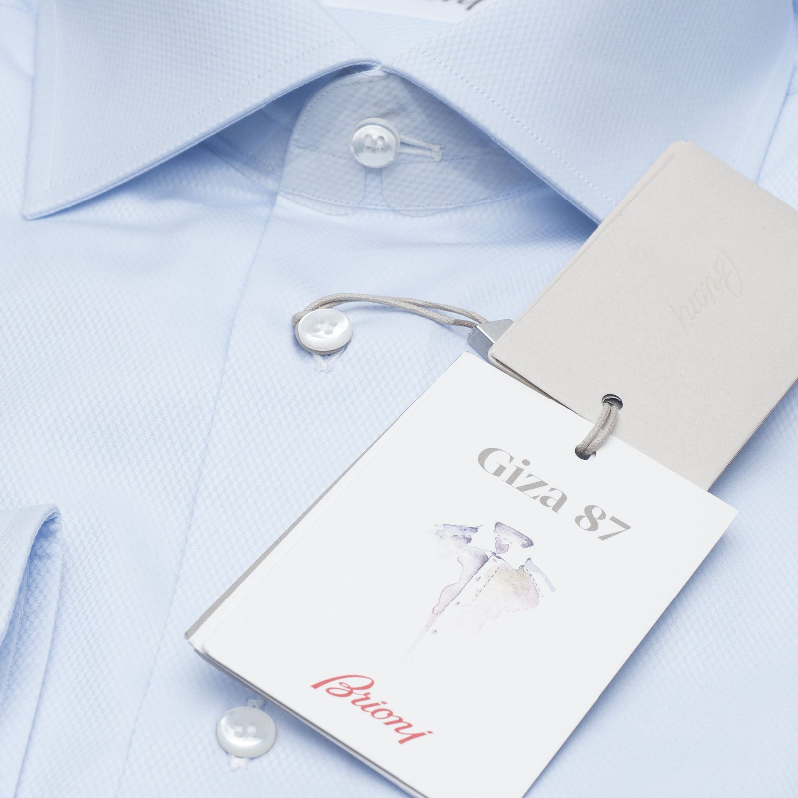 □新品10万!【GIZA87コットン】Brioni ブリオーニ／薄青チェックドレス 