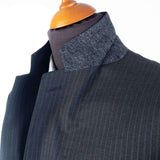 Canali - Black Long Wool Suit - Brown & Blue Stripes - Suit | Outlet & Sale