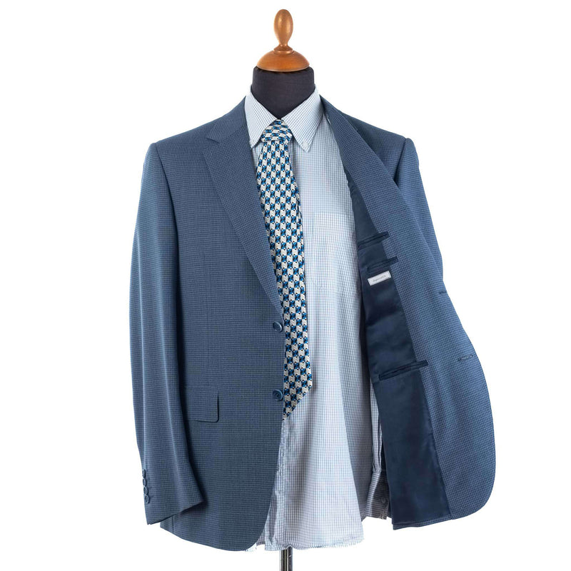 Canali - Blue Impeccabile Wool Check Suit - Suit | Outlet & Sale