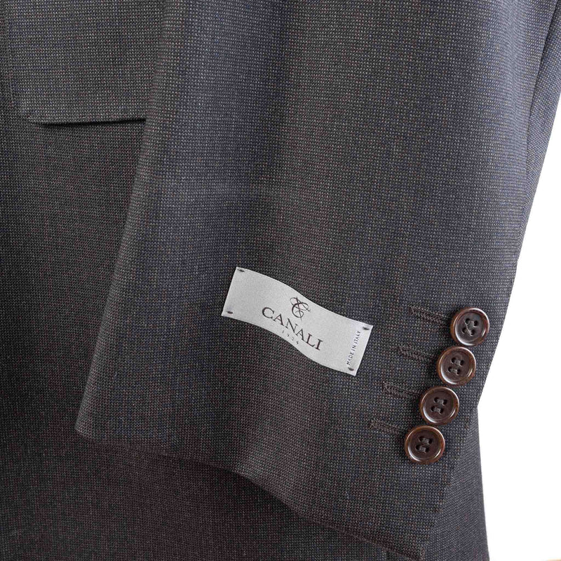 Canali - Dark Brown Birdseye/Solid Suit Wool - Suit | Outlet & Sale