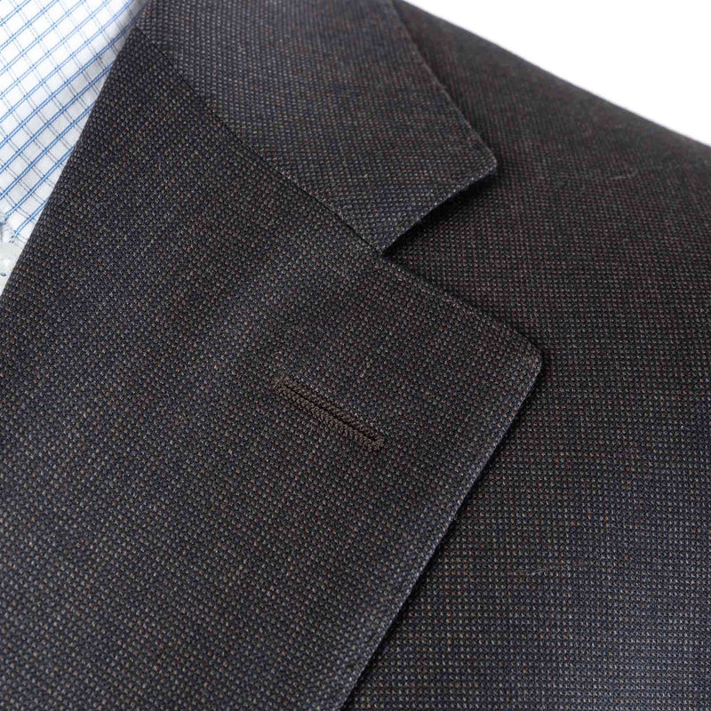 Canali - Dark Brown Birdseye/Solid Suit Wool - Suit | Outlet & Sale