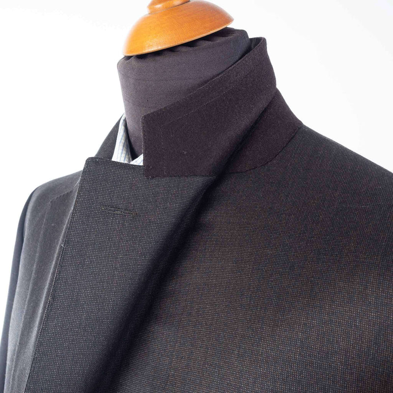 Canali - Dark Brown Birdseye/Solid Suit Wool - Suit | Outlet & Sale