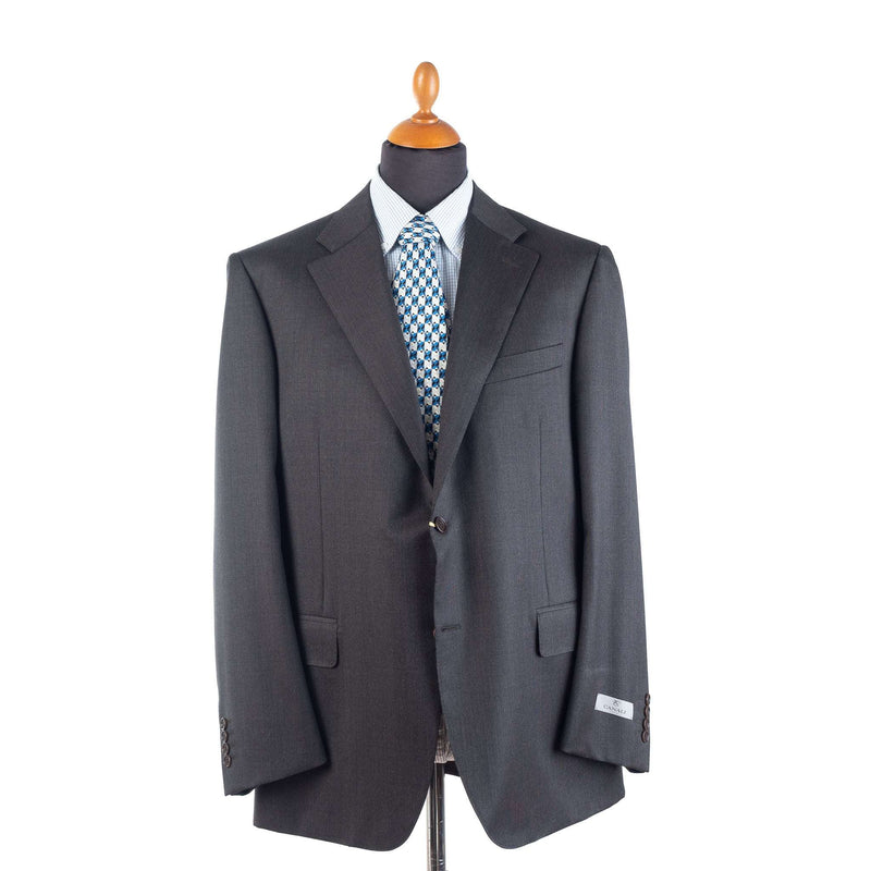 Canali - Dark Brown Birdseye/Solid Suit Wool - Suit | Outlet & Sale