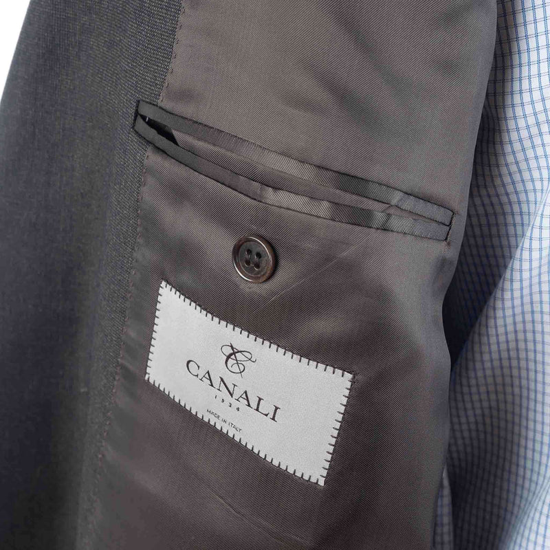 Canali - Dark Brown Birdseye/Solid Suit Wool - Suit | Outlet & Sale