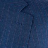 Canali - Impeccabile Suit - Red Pinstripes on Blue Wool - Suit | Outlet & Sale