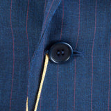 Canali - Impeccabile Suit - Red Pinstripes on Blue Wool - Suit | Outlet & Sale